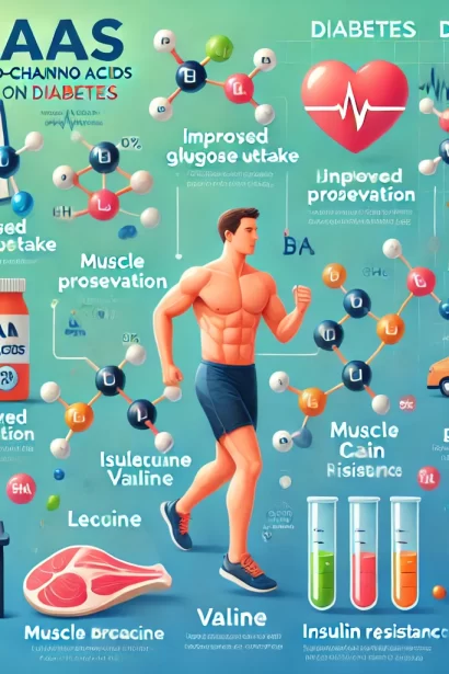 an infographic that highlights the relationship between BCAAs and diabetes, showcasing benefits, risks, and practical use. Let me know if you need further customizations!